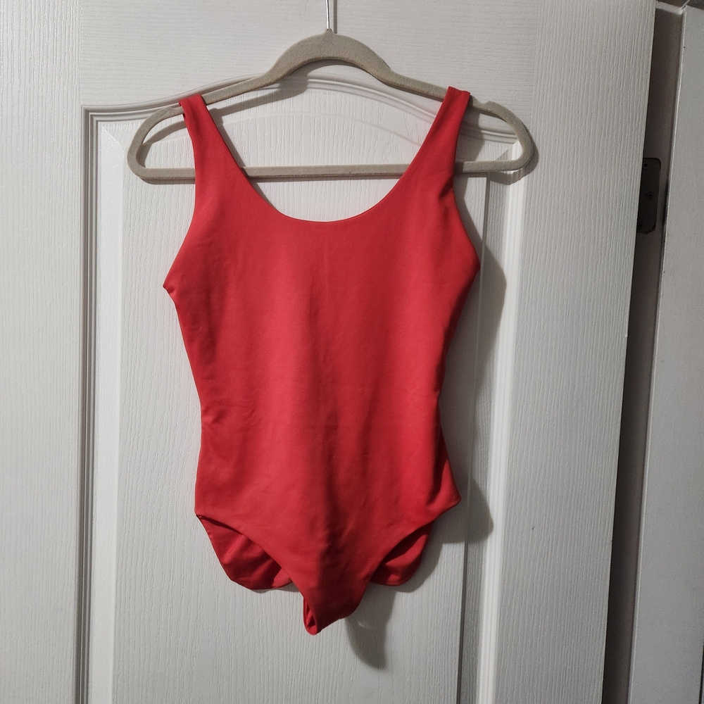 Women’s Red Scoop Back One-Piece Swimsuit - Picture 6 of 8